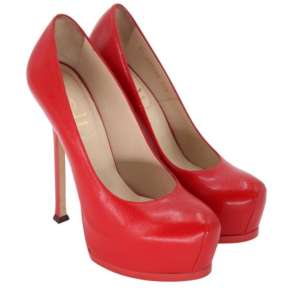 Saint Laurent Grained 37.5 Leather Tribute Ysl Tribtoo Pumps SL-0721N-0001